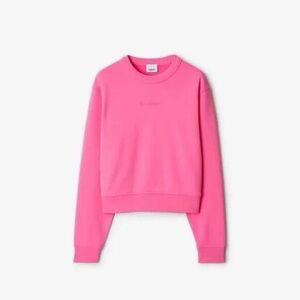 Burberry Embroidered Crop Bubblegum Pink Cotton Sweatshirt